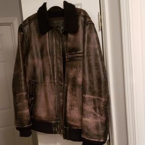 Gap genuine leather jacket with sherpa lining